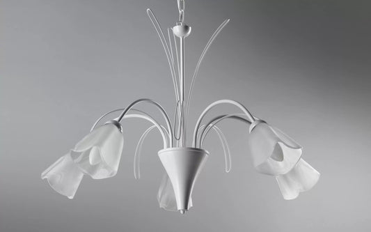 Lampadario bianco a fiori - Dimensioni: cm. 70 x 70 x 100h - (DFL)