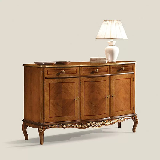 credenza 3 ante 3 cassettiintarsio spinapesce in legno massello stile classico