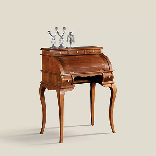 Bureau 5 cassetti con serrandinaintarsio e ripiano estraibile. in legno massello stile classico