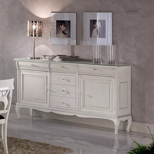 credenza 2 ante 6 cassetti. in legno massello stile classico