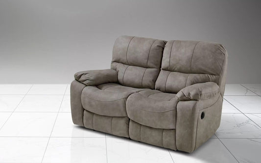 Divano 2 posti con 2 recliner elettrici. Similpelle effetto nabuk elefante (cm. 169 x 105 x 105h)