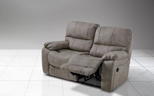 Divano 2 posti con 2 recliner elettrici. Similpelle effetto nabuk elefante (cm. 169 x 105 x 105h)