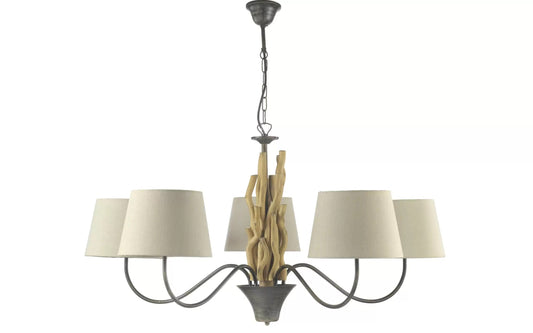 Lampadario decorato con legno - (UL)