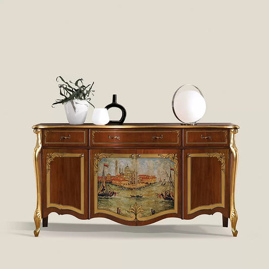 credenza 4 ante 3 cassetti decoroveneziano. in legno massello stile classico