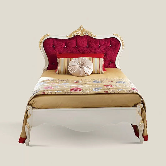 letto con testata imbottita. in legno massello stile classico