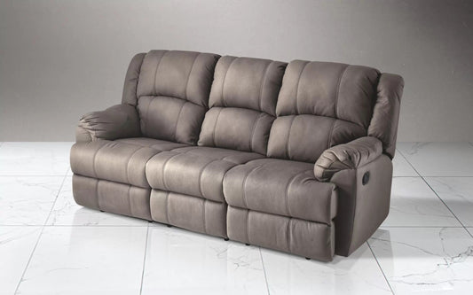 Divano 3 posti con 2 recliner manuali. Similpelle effetto nabuk elephant (cm. 203 x 98 x 99h)