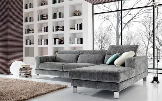 n. Divano 3 posti, chaise longue in tessuto Fantastic grigio