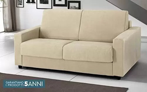 Divano Letto 3 posti - cm. 204 x 95 x 90h - Colore: Beige Chiaro Scamosciato -