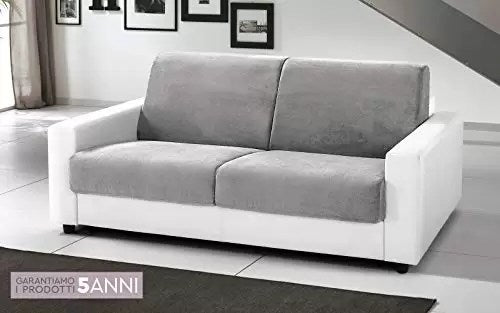 Divano Letto 3 posti - cm. 204 x 95 x 90h - Colore: Bianco, Grigio -