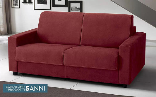 Divano Letto 3 posti - cm. 204 x 95 x 90h - Colore: Rosso Scamosciato -