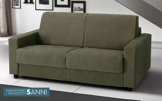 Divano Letto 3 posti - cm. 204 x 95 x 90h - Colore: Verde Oliva Scamosciato -