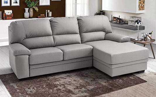 Divano Letto 3 posti con penisola a Sinistra - Colore: Grigio Pastello - cm. 252 x 160 x 92h