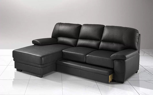 Divano Letto 3 posti con penisola a Sinistra - Colore: Nero - cm. 252 x 160 x 92h