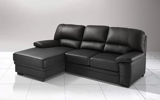 Divano Letto 3 posti con penisola a Sinistra - Colore: Nero - cm. 252 x 160 x 92h