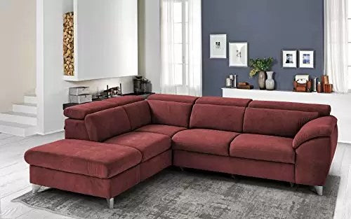 Divano angolare 3 posti con penisola a Sinistra - Colore: Rosso Bordeaux - cm. 271 x 222 x 94h