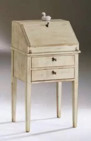 Bureau - Dimensioni: L 52 P 37 H 93 cm - 2 cassetti - 2 cassettini nel vano - colorato bianco - Stile semplice e confortevole - Legno Noce anticato - 100% Made in Italy - lucidatura eseguita con tinte ad acqua e finiture in gomma lacca - taglio migliore d