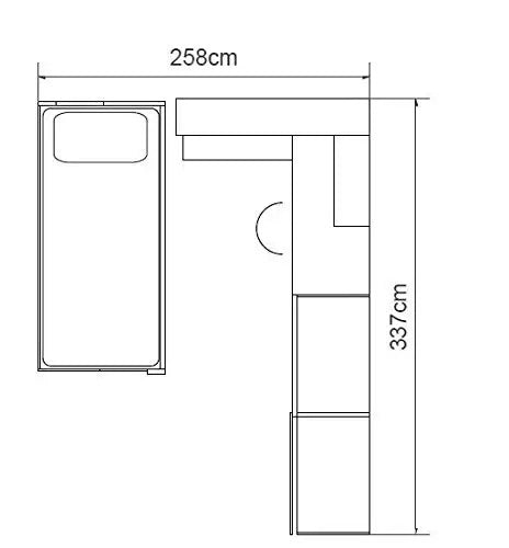 Cameretta Singola - L. 258 cm - P. 337 cm - H. 229,2 cm - completa di: n. 1 Letto singolo; n. 1 Armadio ante scorrevoli; Librerie; n. 1 Comodino, un cassetto, con ruote; n. 1 Scrittoio; n. 1 Sedia - 100 % Legno  100 % Made in Italy (SF30)