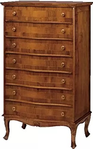 Cassettiera settimanale - Dimensioni: L 80 P 40 H 134 cm - Decorazioni stile classico - Legno Noce anticato - 7 cassetti - 100% Made in Italy - lucidatura eseguita con tinte ad acqua e finiture in gomma lacca - taglio migliore del Legno e perfetta stagion