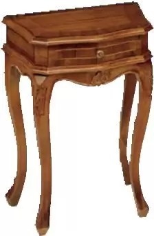 Comodino - Dimensioni: L 46 P 28 H 59 cm - Decorazioni stile classico - Legno Noce anticato - un cassetto - 100% Made in Italy - lucidatura eseguita con tinte ad acqua e finiture in gomma lacca - taglio migliore del Legno e perfetta stagionatura - (DF18)