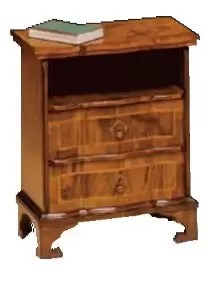 Comodino - Dimensioni: L 51 P 30 H 60 cm - Decorazioni stile classico - Legno Noce anticato - 2 cassetti e vano - 100% Made in Italy - lucidatura eseguita con tinte ad acqua e finiture in gomma lacca - taglio migliore del Legno e perfetta stagionatura - (