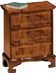 Comodino - Dimensioni: L 51 P 30 H 60 cm - Decorazioni stile classico - Legno Noce anticato - 3 cassetti - 100% Made in Italy - lucidatura eseguita con tinte ad acqua e finiture in gomma lacca - taglio migliore del Legno e perfetta stagionatura - (DF18)