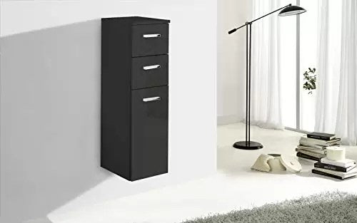 Semi Colonna bagno - Semicolonna sospesa a 2 cassetti e 1 anta con apertura a destra, maniglie cromate e ripiano interno. cm. 27 x 34 x 92h.  (STMB)