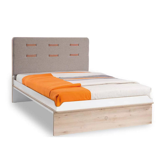 Struttura Letto una piazza e mezza per cameretta da bambino o ragazzo - Testiera imbottita in tessuto - - Dimensioni: 148 cm H 116 cm 208 cm - [serie:Dafne-Dinamico] - (DF11)