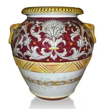 vaso classico in terracotta - Dimensioni H 60 x L 53 cm peso 30 kg - Smaltato e decorato a mano 100% made in Italy (F6)