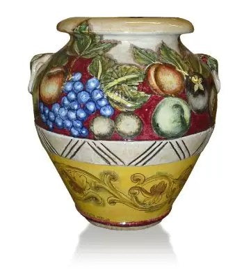 vaso classico in terracotta decorazione frutta- Dimensioni: H 100 x L 87 cm peso 85 kg - Smaltato e decorato a mano 100% made in Italy (F6)