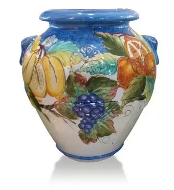 vaso classico in terracotta decorazione frutta - Dimensioni H 60 x L 53 cm peso 30 kg - Smaltato e decorato a mano 100% made in Italy (F6)