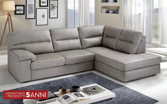 Divano letto angolare 3 posti con penisola a destra. Tessuto tay tay light grey (cm. 252 x 196 x 96h)