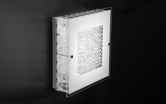 Plafoniera da parete con Cristalli quadrata - Lampadine led - (DFL)