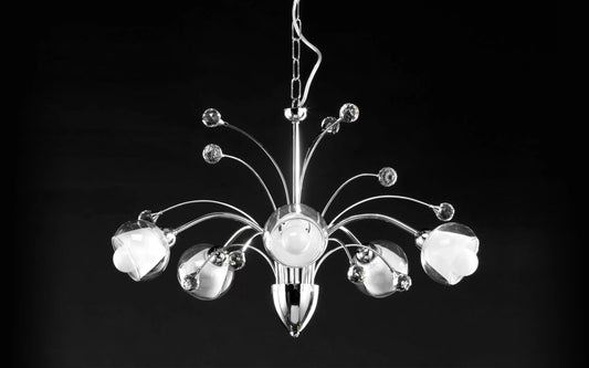 Lampadario con decorazioni diamante - Dimensioni: cm. 60 x 60 x 110h - (DFL)