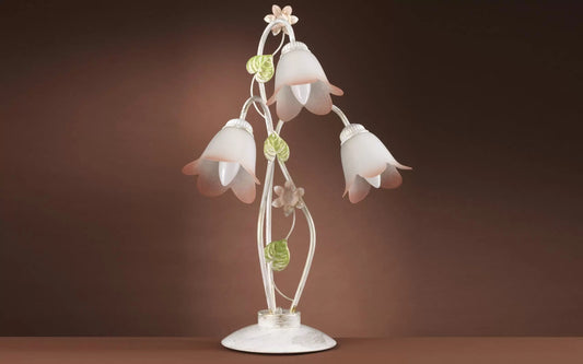 Lampada decorata con foglie colorate - cm. L 45 x H 60 - (DFL)