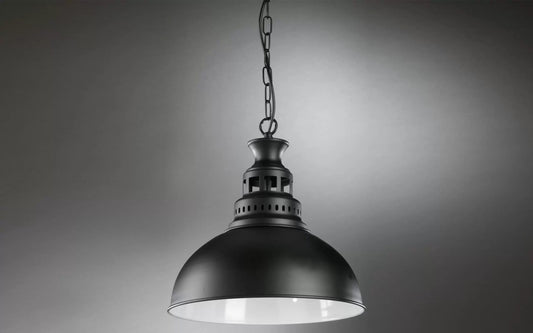 Lampadario con paralume nero - cm. 36 x 36 x 110h - (UL)