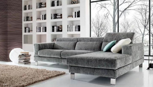 n. Divano 3 posti, chaise longue in tessuto Fantastic grigio