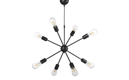 Lampadario nero con 8 luci disposte a raggi - (UL)