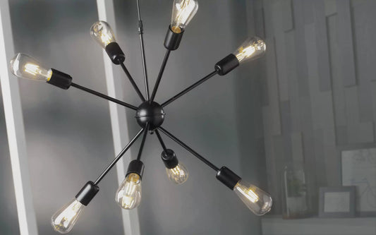 Lampadario nero con 8 luci disposte a raggi - (UL)