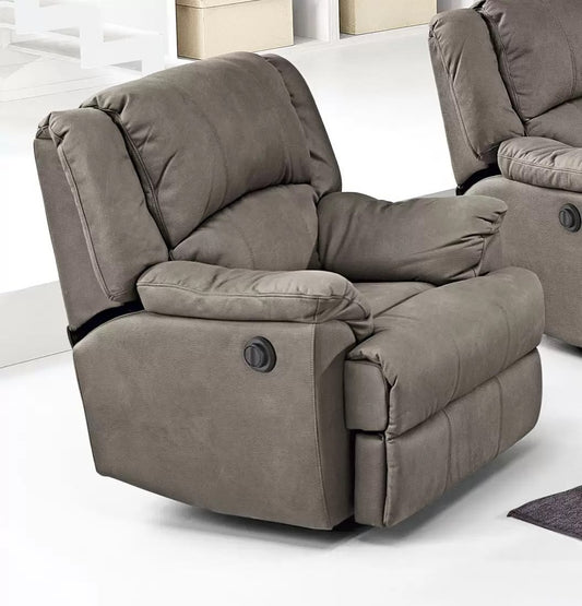 Poltrona con recliner manuale. Similpelle effetto nabuk elephant (cm. 94 x 98 x 99h)