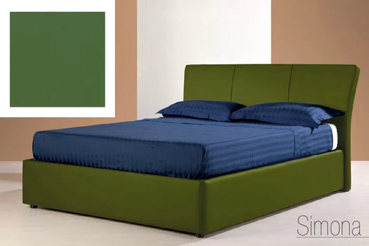 Letto matrimoniale fuorimisura con vano contenitore rivestito in tessuto colore: verde scuro rete: 160x200