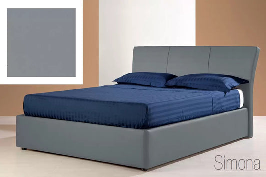 Letto matrimoniale fuorimisura con vano contenitore rivestito in tessuto colore: grigio rete: 160x200