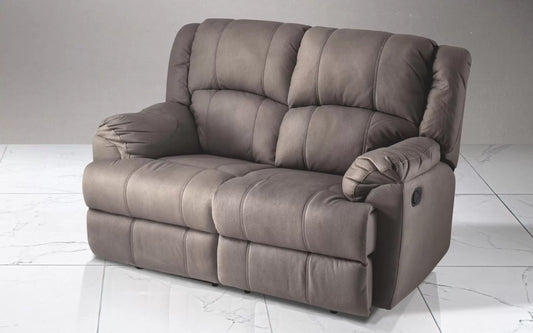 Divano 2 posti con 2 recliner elettrici. Similpelle effetto nabuk elefante (cm. 150 x 98 x 102)