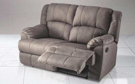 Divano 2 posti con 2 recliner elettrici. Similpelle effetto nabuk elefante (cm. 150 x 98 x 102)