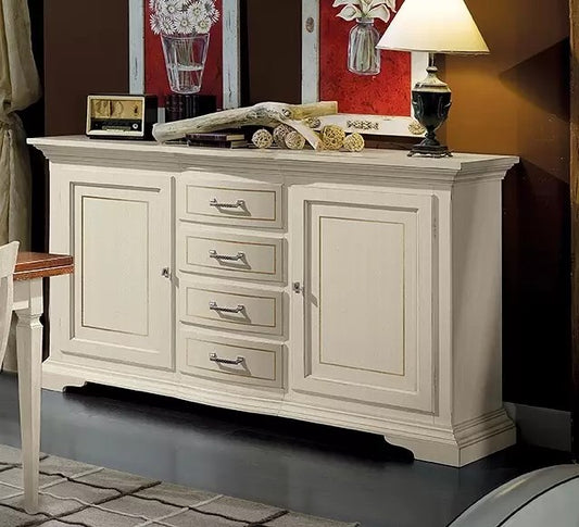 credenza 2 ante 4 cassetti in legno massello stile classico