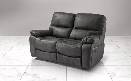 Divano 2 posti con 2 recliner elettrici. Similpelle grigia (cm. 169 x 105 x 105h)