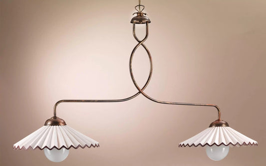 Lampadario con paralume in ceramica - cm. 105 x 32 x 100h - (DFL)