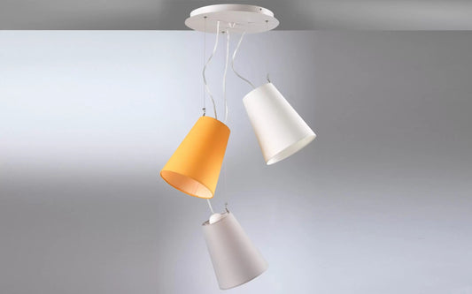 Lampadario da soffitto a 3 luci con paralume giallo - (UL)