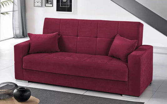 Divano letto 3 posti. Tessuto lam bordeaux (cm. 230 x 93 x 97h)